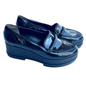 Robert Clergerie Shiny Black Patent Platform Yokolej Platform Loafers size 40